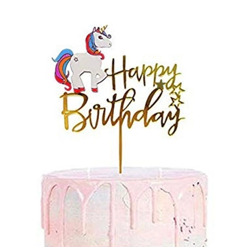 Topper ozdoby na tort jednorożec napis Happy Birthday dekoracje urodzinowe unicorn